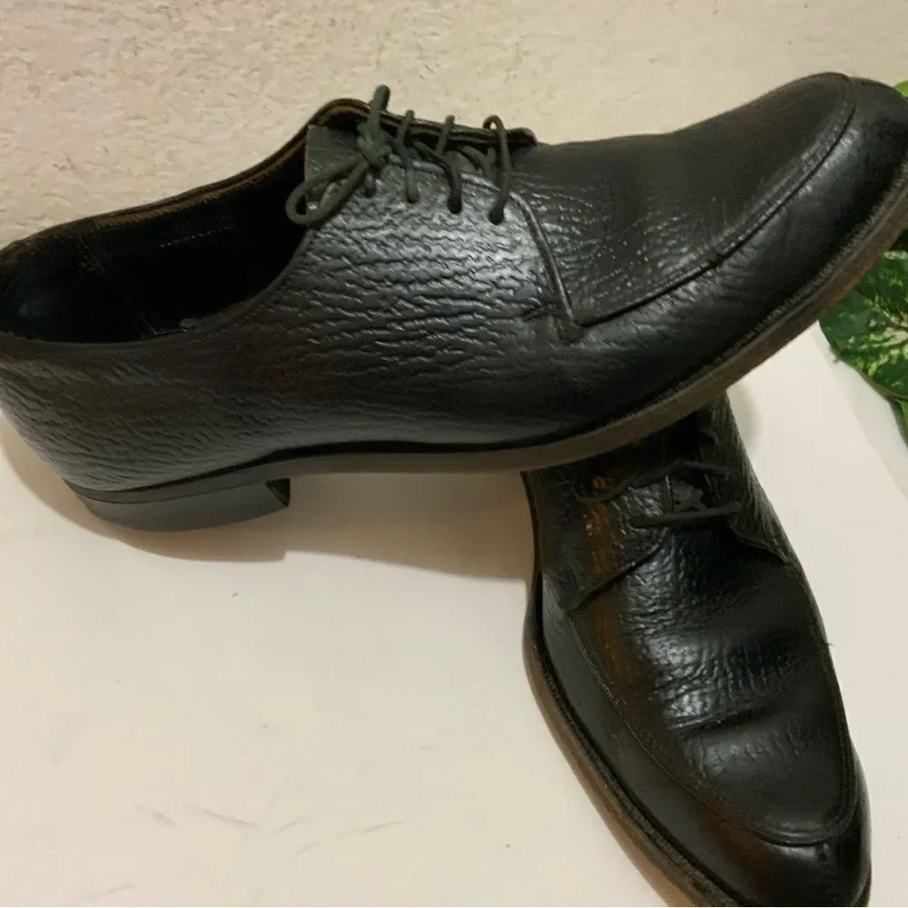 Shark Grain Cowhide Black Leather Dress Shoes Men’s 8.5 D
